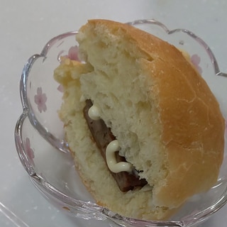 丸パン☆ハンバーグ☆ねぎのマヨネーズサンド